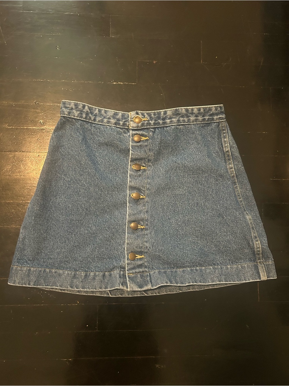 American Apparel Blue Denim Mini Skirt with Front Buttons